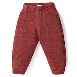 Babyhug Knit Full Length Solid Colour Fleece & Woollen Bottom - Dark Pink