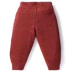Babyhug Knit Full Length Solid Colour Fleece & Woollen Bottom - Dark Pink