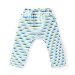 Babyhug Interlock Cotton Knit Full Length Striped Diaper Leggings With Tiger Print Pack of 3 - Blue & Yellow