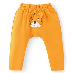 Babyhug Interlock Cotton Knit Full Length Striped Diaper Leggings With Tiger Print Pack of 3 - Blue & Yellow