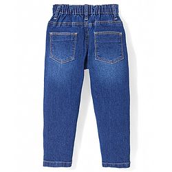 Babyhug Denim Full Length Solid Jeans with Beads Detailing - Blue