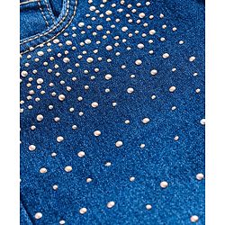 Babyhug Denim Full Length Solid Jeans with Beads Detailing - Blue