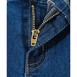 Babyhug Denim Full Length Solid Jeans with Beads Detailing - Blue