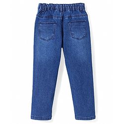 Babyhug Denim Full Length Solid Jeans with Beads Detailing - Blue
