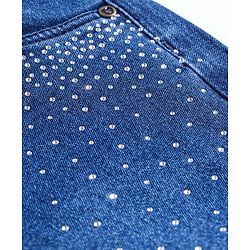 Babyhug Denim Full Length Solid Jeans with Beads Detailing - Blue