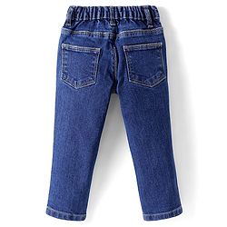 Babyhug Full Length Washed Denim Jeans With Sequin Detailing & Stretch - Blue