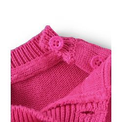 Babyhug Knitted Overlapped Woollen Dress with Text Embroidery - Dark Pink