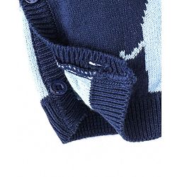 Babyhug Cotton Woven Full Sleeves Winter Romper Elephant Print - Navy Blue