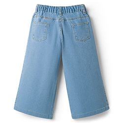 Babyhug Denim Full Length Washed Jeans With Stretch & Heart Print - Blue