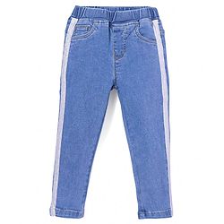 Babyhug Denim Full Length Stretchable Solid Color Jegging- Blue