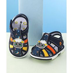 Cute Walk by Babyhug Musical Sandals With Velcro Closure & Sheep Applique - Blue