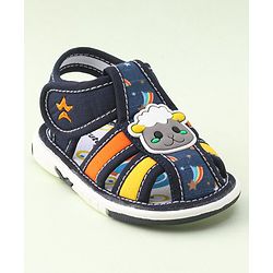 Cute Walk by Babyhug Musical Sandals With Velcro Closure & Sheep Applique - Blue