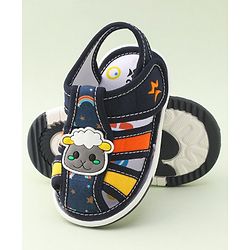 Cute Walk by Babyhug Musical Sandals With Velcro Closure & Sheep Applique - Blue