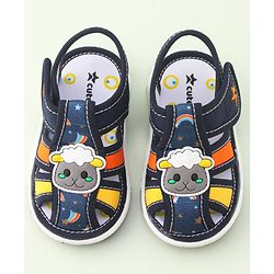 Cute Walk by Babyhug Musical Sandals With Velcro Closure & Sheep Applique - Blue