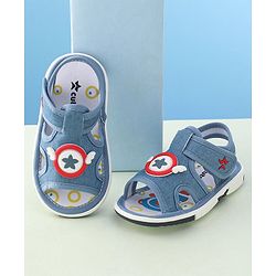 Cute Walk By Babyhug Sandals With Velcro Closure & Star Applique - Blue