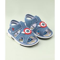 Cute Walk By Babyhug Sandals With Velcro Closure & Star Applique - Blue