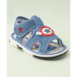 Cute Walk By Babyhug Sandals With Velcro Closure & Star Applique - Blue