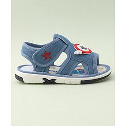 Cute Walk By Babyhug Sandals With Velcro Closure & Star Applique - Blue