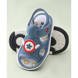 Cute Walk By Babyhug Sandals With Velcro Closure & Star Applique - Blue