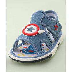 Cute Walk By Babyhug Sandals With Velcro Closure & Star Applique - Blue