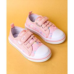 Cute Walk by Babyhug Casual Shoes with Velcro Closure & Butterfly Print - Peach