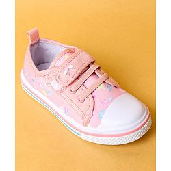 Cute Walk by Babyhug Casual Shoes with Velcro Closure & Butterfly Print - Peach