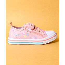 Cute Walk by Babyhug Casual Shoes with Velcro Closure & Butterfly Print - Peach