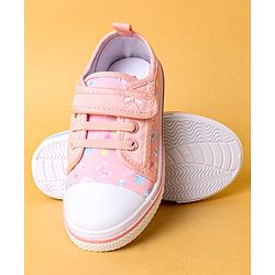 Cute Walk by Babyhug Casual Shoes with Velcro Closure & Butterfly Print - Peach