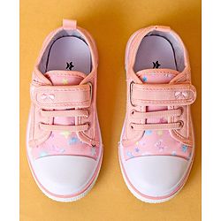 Cute Walk by Babyhug Casual Shoes with Velcro Closure & Butterfly Print - Peach