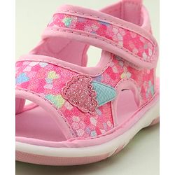 Cute Walk by Babyhug Velcro Closure Musical Sandal with Ice Cream Applique - Pink