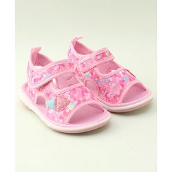 Cute Walk by Babyhug Velcro Closure Musical Sandal with Ice Cream Applique - Pink