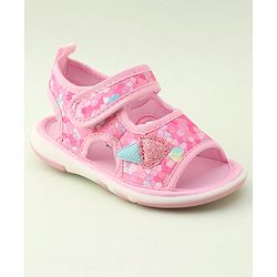 Cute Walk by Babyhug Velcro Closure Musical Sandal with Ice Cream Applique - Pink