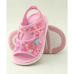 Cute Walk by Babyhug Velcro Closure Musical Sandal with Ice Cream Applique - Pink