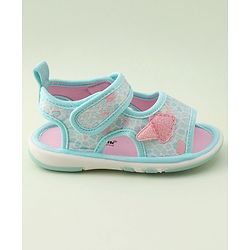 Cute Walk by Babyhug Velcro Closure Musical Sandal with Ice Cream Applique - Blue