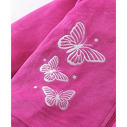 Babyhug Woven Full Sleeves Front Zipper Winter Wear Suit With Butterflies Print - Fuchsia