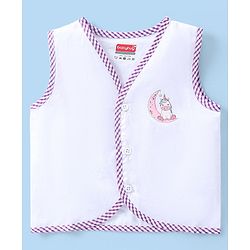 Babyhug Interlock Knit Sleeveless Front Open Vests With Animal Print Pack of 5 - White