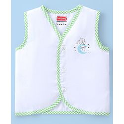 Babyhug Interlock Knit Sleeveless Front Open Vests With Animal Print Pack of 5 - White