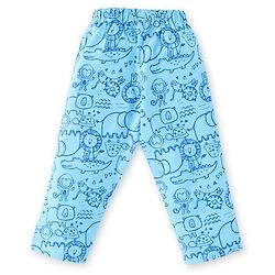 Babyhug Cotton Woven Full Sleeves Front Open Night Suit With Animals Print - Blue