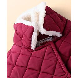 Babyhug Woven Full Sleeves High Neck Trench Coat with Quilt Design - Wine