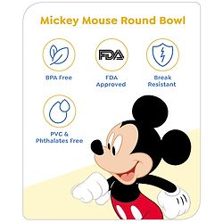 Babyhug Disney Mickey Mouse Designed Suction Bowl with Lid & Spoon Blue  - 300 ml