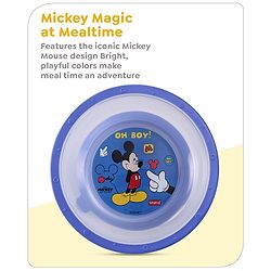 Babyhug Disney Mickey Mouse Designed Suction Bowl with Lid & Spoon Blue  - 300 ml