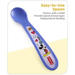 Babyhug Disney Mickey Mouse Designed Suction Bowl with Lid & Spoon Blue  - 300 ml