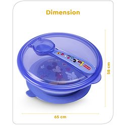 Babyhug Disney Mickey Mouse Designed Suction Bowl with Lid & Spoon Blue  - 300 ml