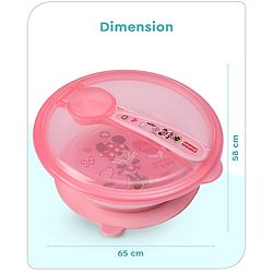 Babyhug Disney Mickey Mouse Designed Suction Bowl with Lid & Spoon Blue  - 300 ml
