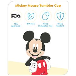 Babyhug Disney Mickey Mouse Tumbler Cup| Food Grade Material| Lightweight & Sturdy| Dishwasher Safe| For Hot & Cold Beverages| BPA Free Blue - 180 ml