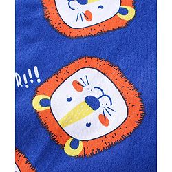 Babyhug Cotton Woven Full Sleeves Front Open Night Suit with Lion Print - Blue