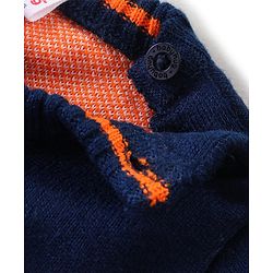 Babyhug Knitted Full Sleeves Intarsia Designed Pullover Sweater - Orange & Navy Blue