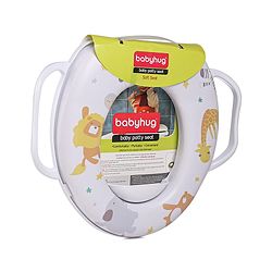Babyhug Soft Cushioned Baby Potty Seat with Handle & Animal Print -  White