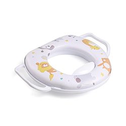 Babyhug Soft Cushioned Baby Potty Seat with Handle & Animal Print -  White