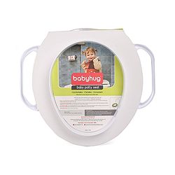 Babyhug Soft Cushioned Baby Potty Seat with Handle & Animal Print -  White